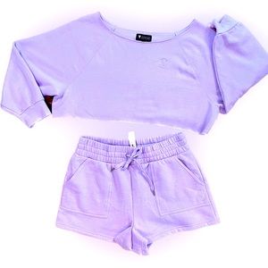 Victoria’s Secret Lounge set - cropped sweater & shorts in Unicorn purple